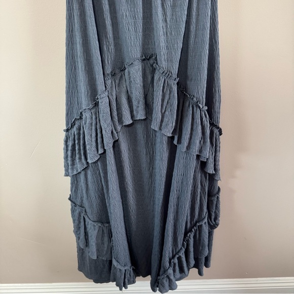 Free People Beach Santa Luz Gray Maxi Dress Ruffle Open Back Sz XS Beachy Vacay - Picture 5 of 7